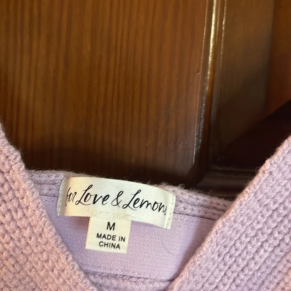 For Love and Lemons Joan Knit cropped Lavender Wrap Top M - Picture 4 of 6